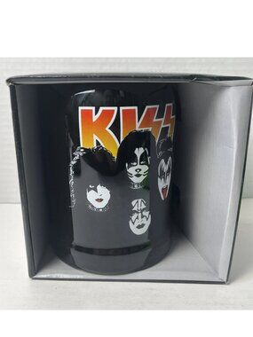 KISS Band Faces 20oz Mug Stein NIB Rock Band Coffee Cup Gift